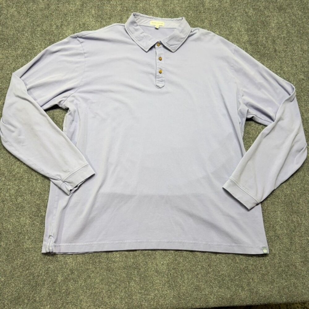 Peter Millar Polo Shirt Mens XXL Purple Pima Cotton Stretch Long Sleeve Golf